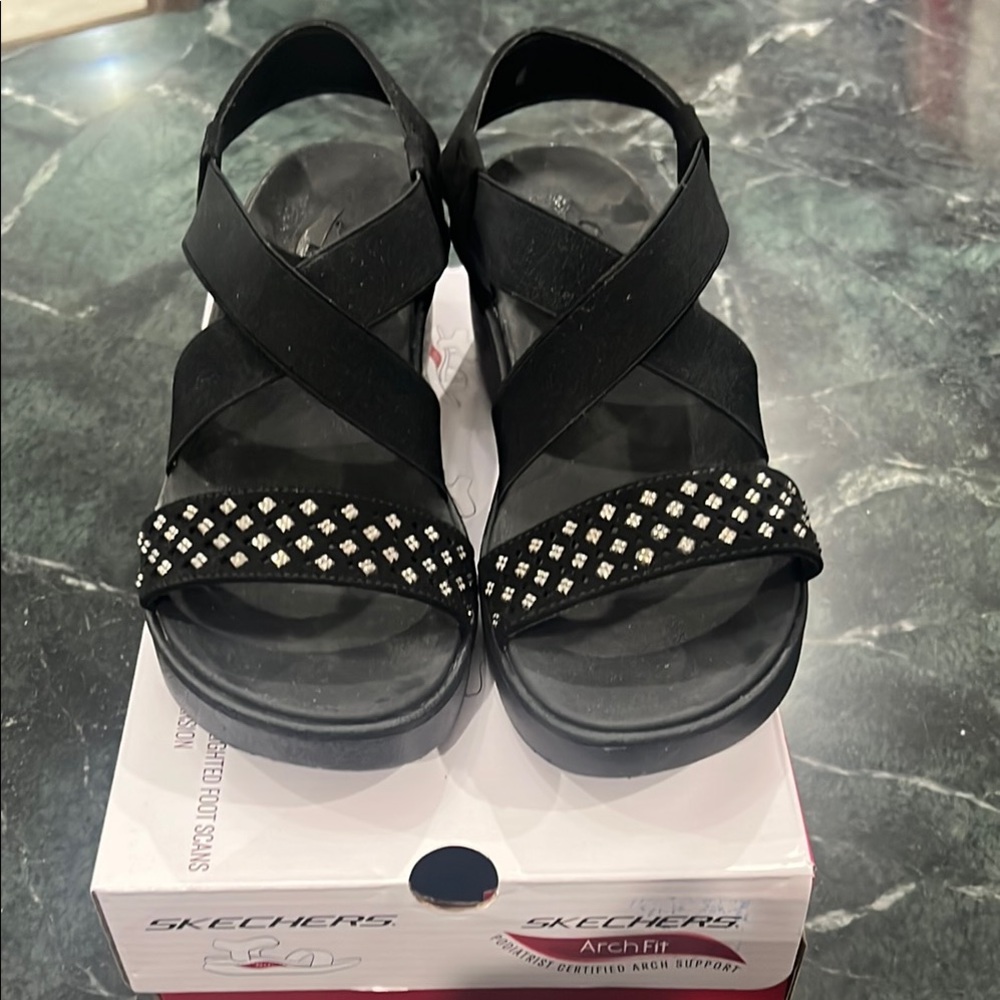 Skechers Black Sandals with Cushioned Sole
